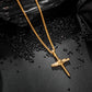 Gold Nail Cross Necklace Wheat Chain N01616