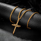 Antique Gold Nail Cross Necklace Twisted Rope Chain N01632