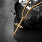 Antique Gold Nail Cross Necklace Twisted Rope Chain N01632