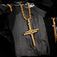 Antique Gold Nail Cross Necklace Twisted Rope Chain N01632