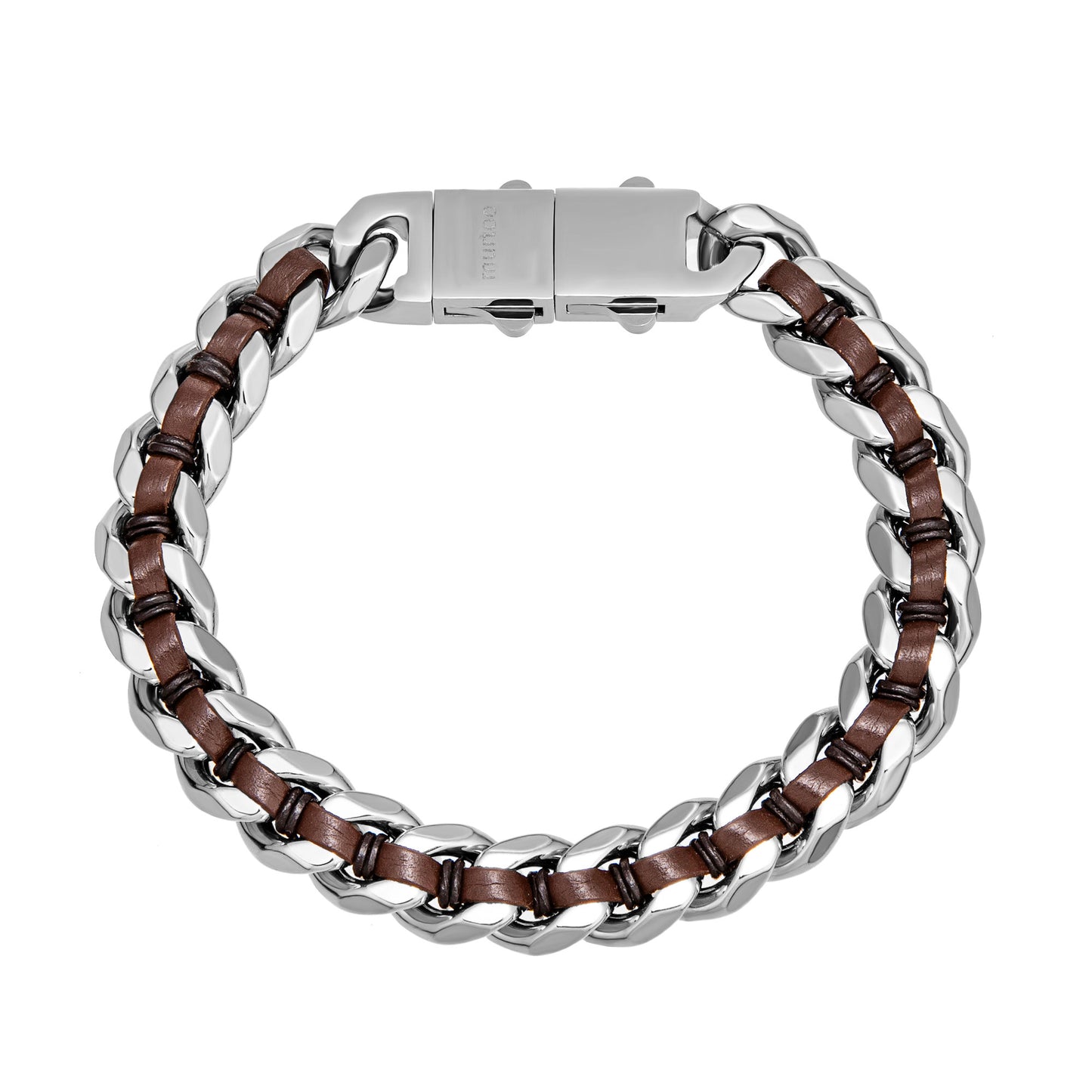 Cuban Link Bracelet For Men with Leather B00816