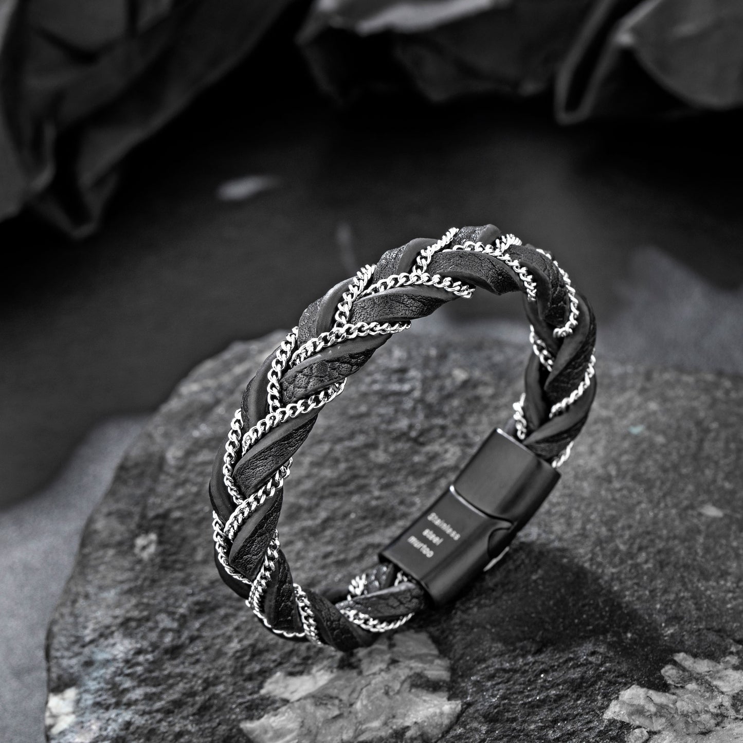 Leather and Steel Bracelet B00607