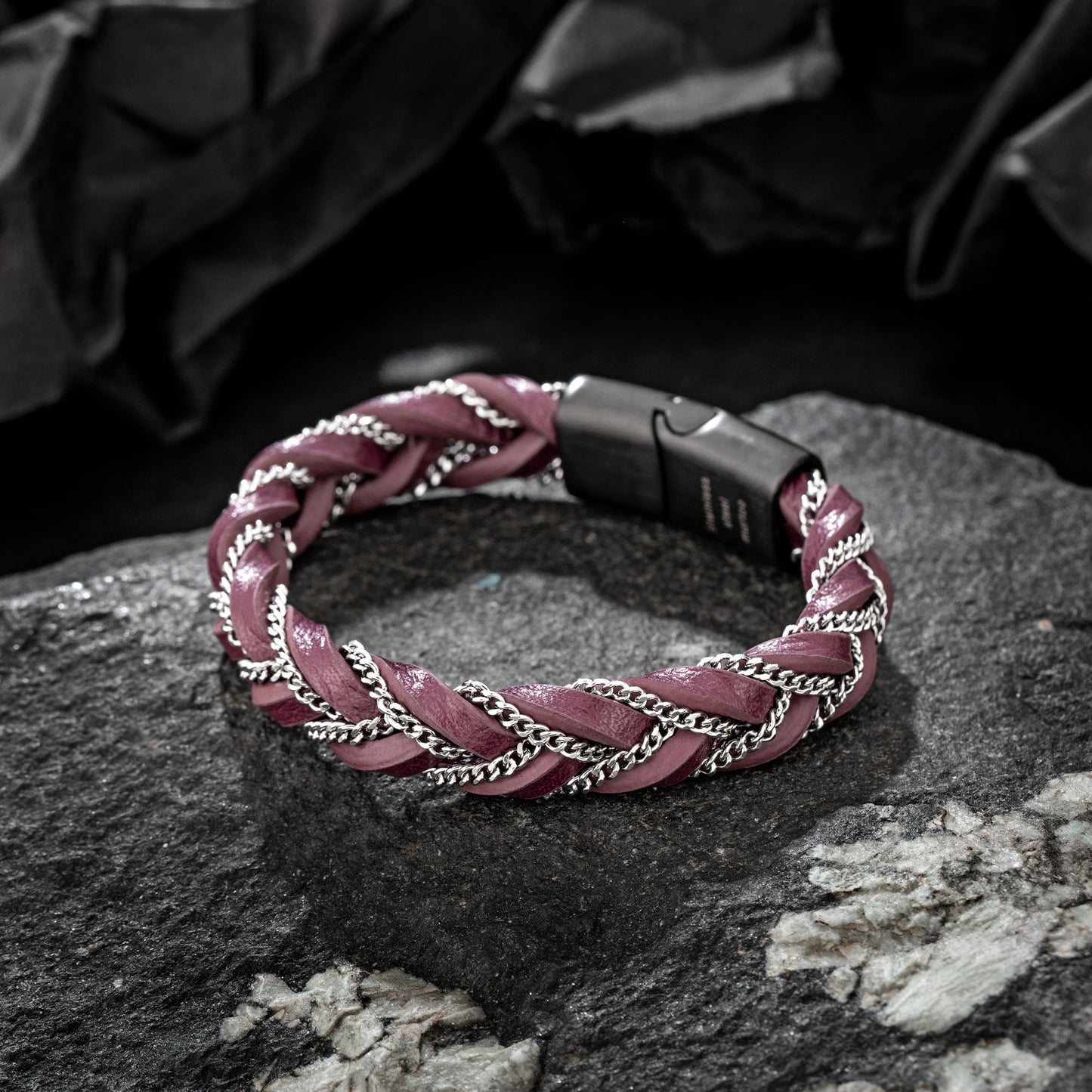 Leather and Steel Bracelet B00616