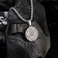 Silver Coin Compass Pendant Necklace Twisted Rope Chain N00378