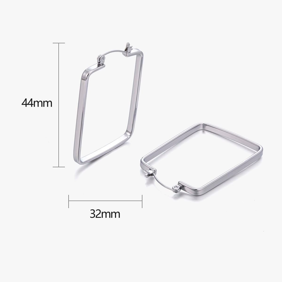 Geometric Square Hoop Earrings for Women, Stainless Steel Minimalist Rectangle Earrings, Modern Everyday Jewelry for Stylish Outfits