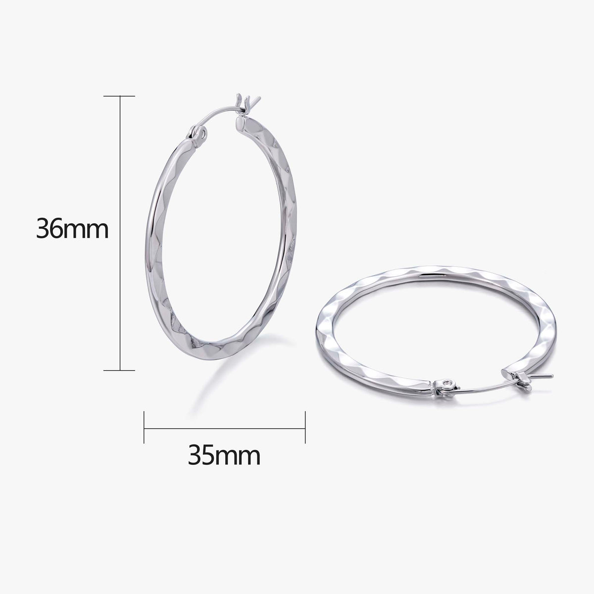 Geometric Textured Hoop Earrings for Women, Stainless Steel Round Earrings, Minimalist Modern Jewelry for Everyday Style