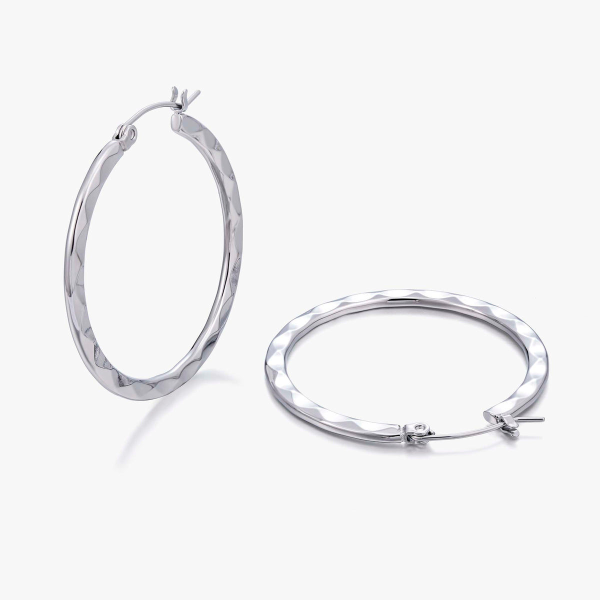 Geometric Textured Hoop Earrings for Women, Stainless Steel Round Earrings, Minimalist Modern Jewelry for Everyday Style