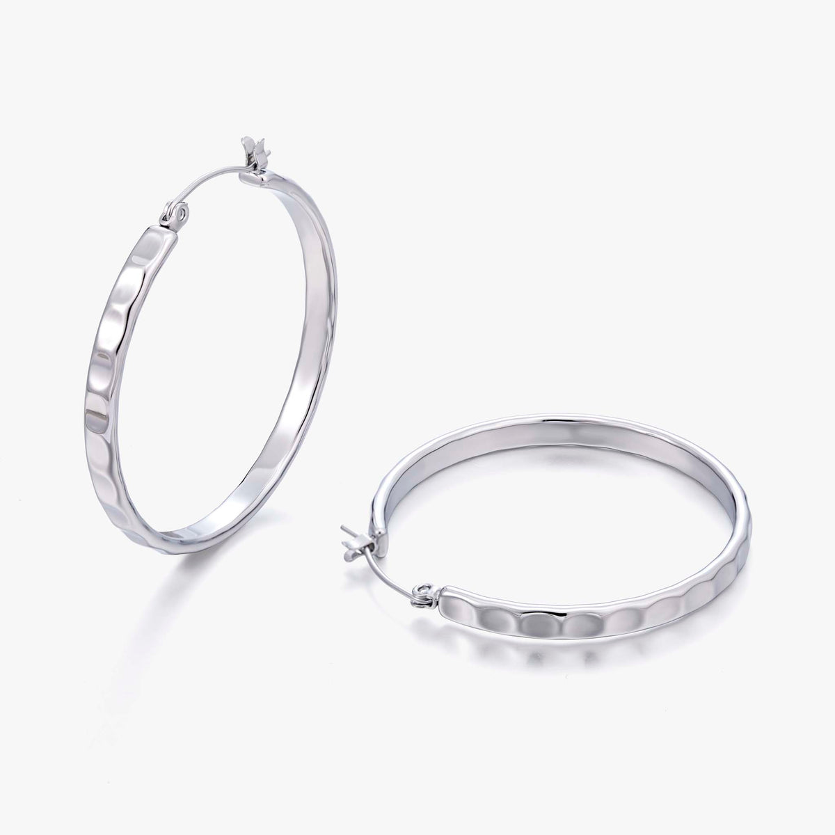 Stainless Steel Hoop Earrings for Women, Geometric Textured Silver Earrings, Minimalist Round Jewelry Accessories for Daily Wear