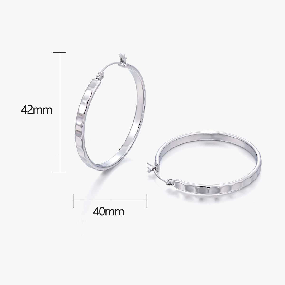 Stainless Steel Hoop Earrings for Women, Geometric Textured Silver Earrings, Minimalist Round Jewelry Accessories for Daily Wear