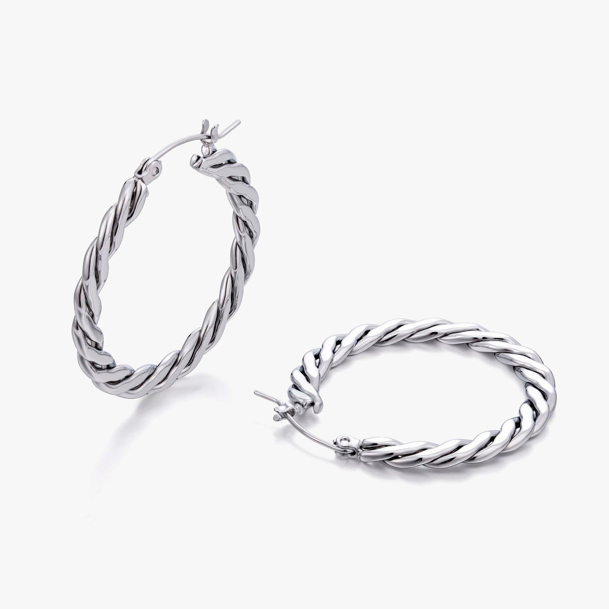 Twisted Hoop Earrings for Women, Stainless Steel Geometric Earrings with Rope Texture Design, Minimalist Round Jewelry for Daily Wear and Special Occasions