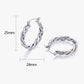Stainless Steel Hoop Earrings for Women, Twisted Geometric Small Hoop Earrings with Rope Texture Design, Minimalist Round Jewelry for Everyday Wear