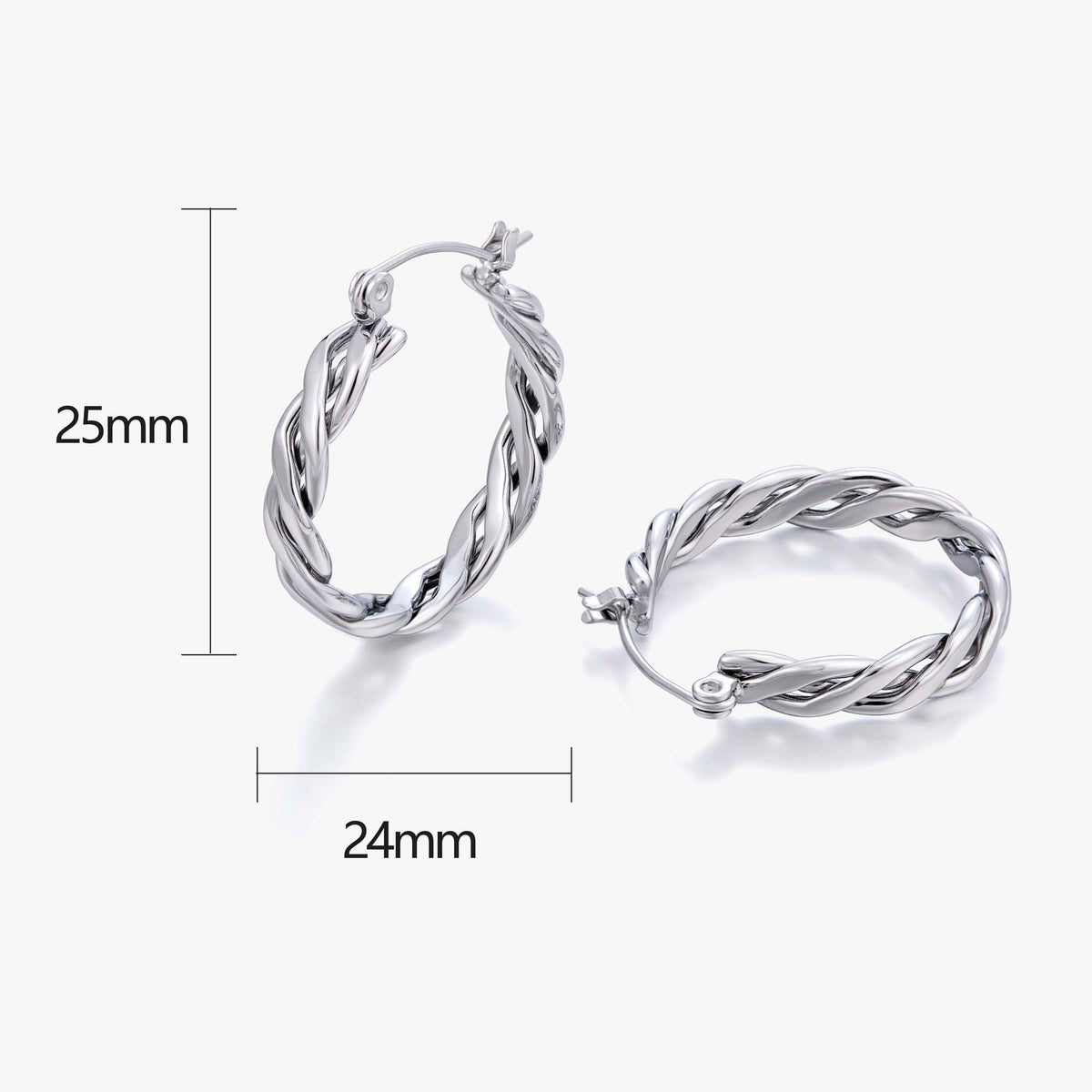 Stainless Steel Hoop Earrings for Women, Twisted Geometric Small Hoop Earrings with Rope Texture Design, Minimalist Round Jewelry for Everyday Wear