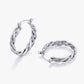 Stainless Steel Hoop Earrings for Women, Twisted Geometric Small Hoop Earrings with Rope Texture Design, Minimalist Round Jewelry for Everyday Wear