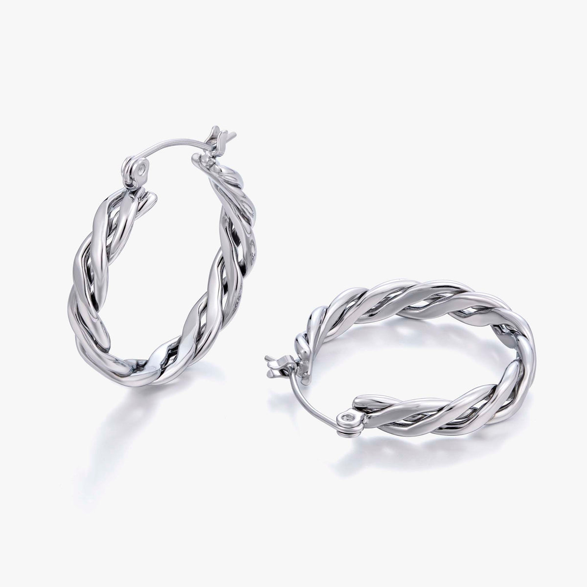 Stainless Steel Hoop Earrings for Women, Twisted Geometric Small Hoop Earrings with Rope Texture Design, Minimalist Round Jewelry for Everyday Wear