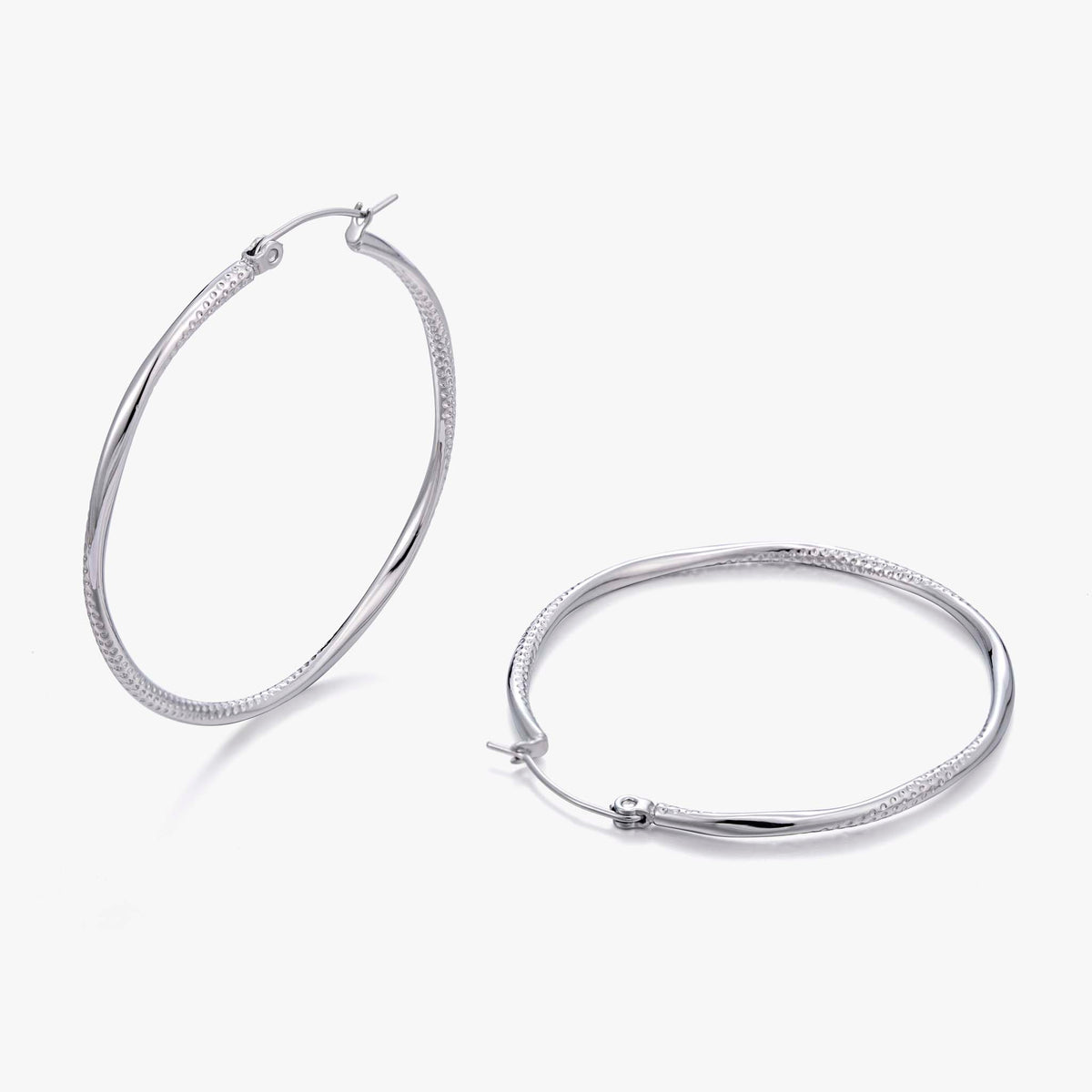 Stainless Steel Hoop Earrings for Women, Geometric Round Textured Hoop Earrings with Minimalist Metal Design, Modern Fashion Jewelry for Everyday Wear