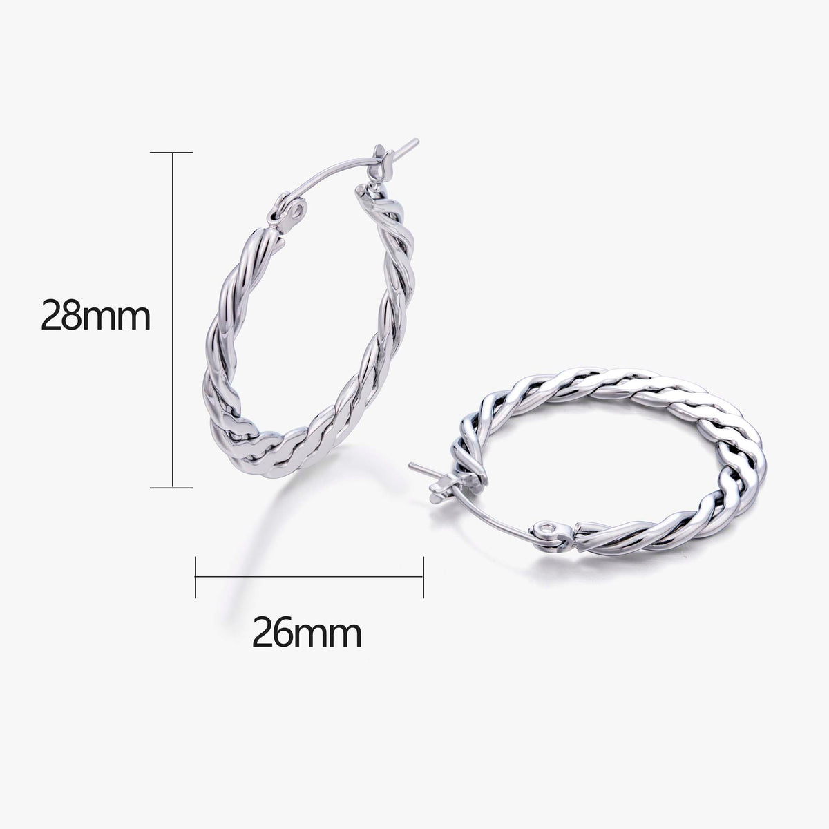 Stainless Steel Hoop Earrings for Women, Twisted Geometric Round Hoop Earrings with Minimalist Metal Design, Modern Fashion Jewelry for Everyday Wear