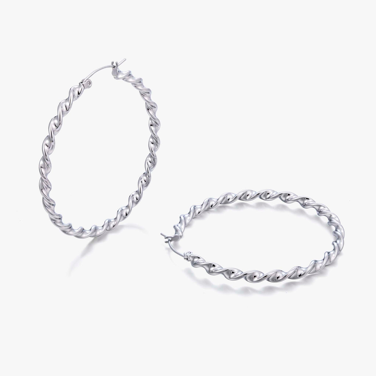 Stainless Steel Twisted Hoop Earrings for Women, Spiral Geometric Round Earrings with Modern Minimalist Design, Large Circle Fashion Jewelry
