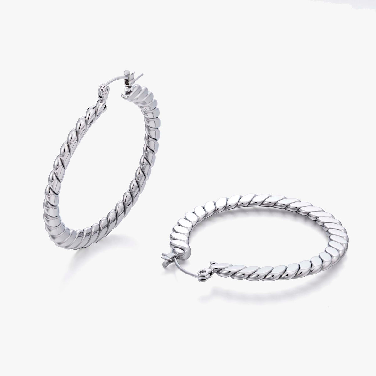 Twisted Hoop Earrings for Women, Geometric Round Earrings, Ribbed Spiral Jewelry Pair for Daily and Occasion Wear