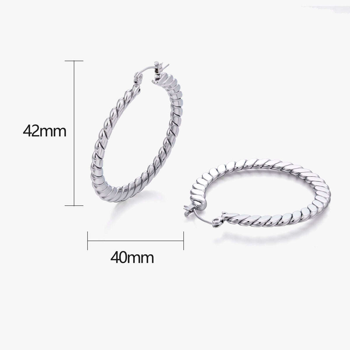 Twisted Hoop Earrings for Women, Geometric Round Earrings, Ribbed Spiral Jewelry Pair for Daily and Occasion Wear