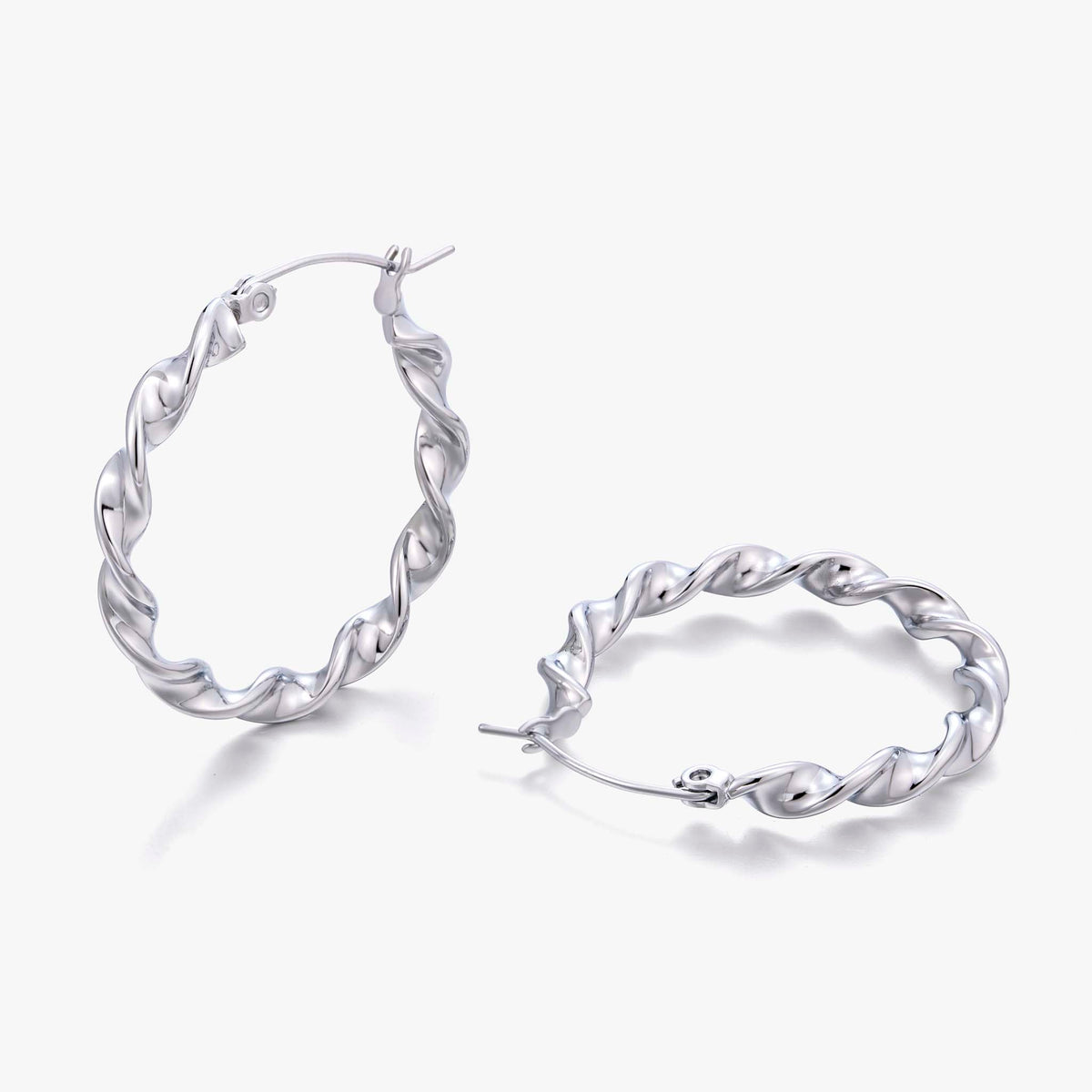 Twisted Hoop Earrings for Women, Geometric Round Earrings, Spiral Texture Jewelry Pair for Daily and Occasion Wear