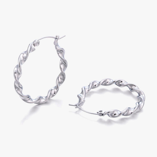 Twisted Hoop Earrings for Women, Geometric Round Earrings, Spiral Texture Jewelry Pair for Daily and Occasion Wear