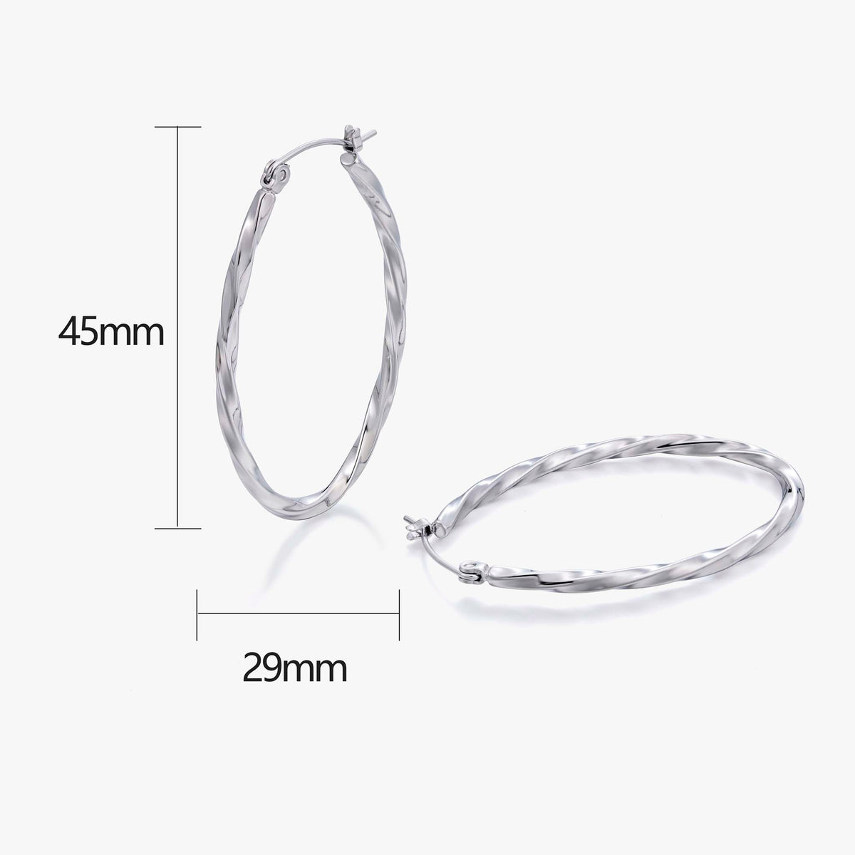 Twisted Oval Hoop Earrings for Women, Geometric Textured Earrings, Polished Jewelry Pair for Daily and Occasion Wear