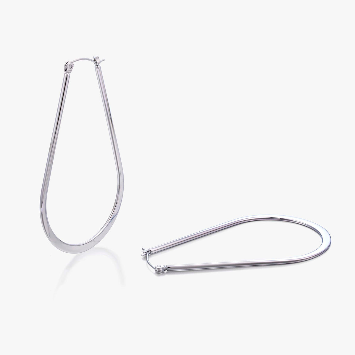 Hoop Earrings for Women, Teardrop Hoop Earrings, Long Geometric Statement Hoops, Minimalist Modern Jewelry Pair