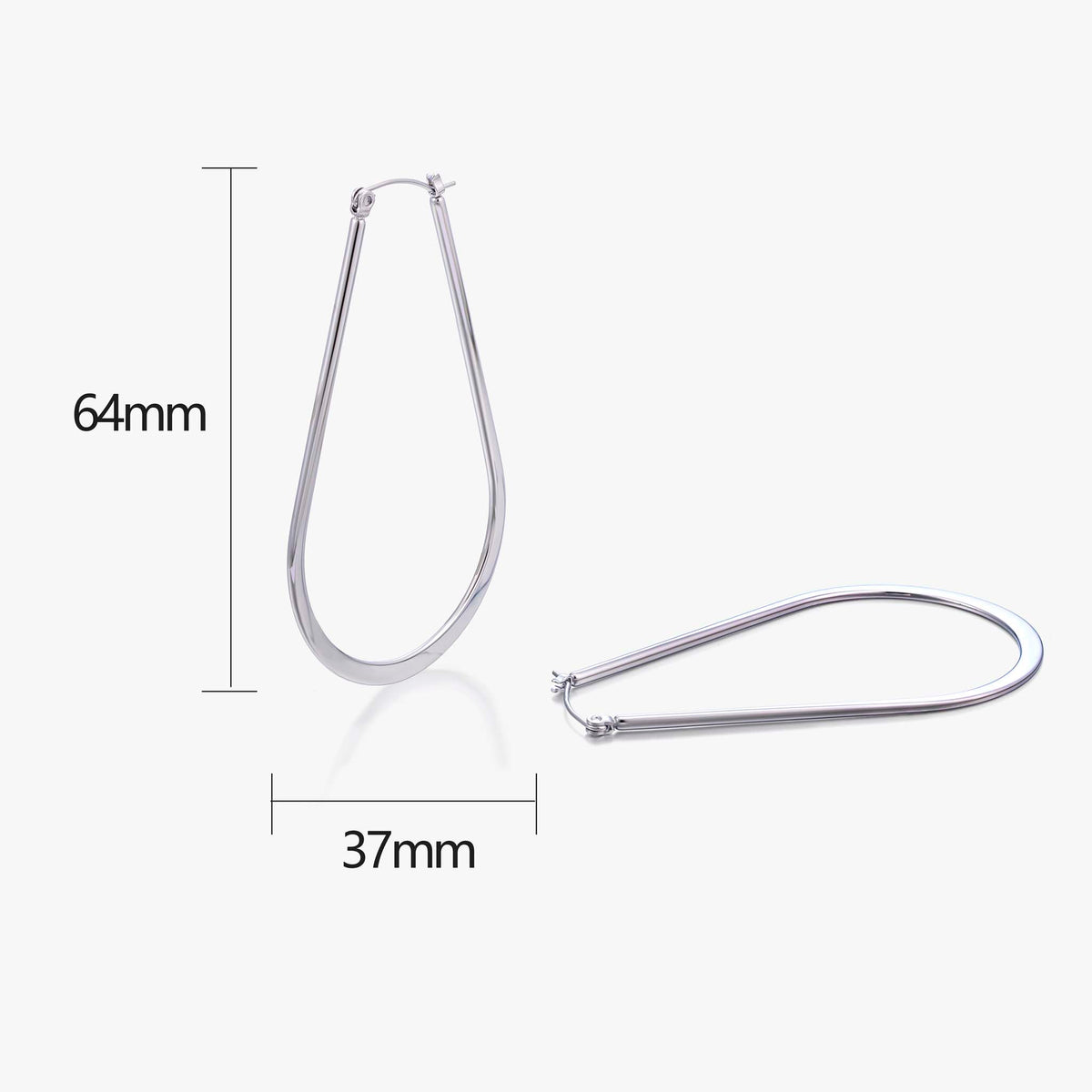 Hoop Earrings for Women, Teardrop Hoop Earrings, Long Geometric Statement Hoops, Minimalist Modern Jewelry Pair