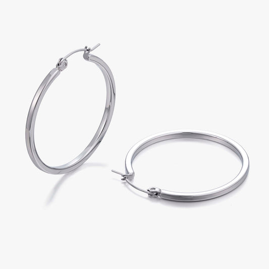 Hoop Earrings for Women, Round Geometric Hoop Earrings, Minimalist Classic Hoops, Modern Jewelry Pair