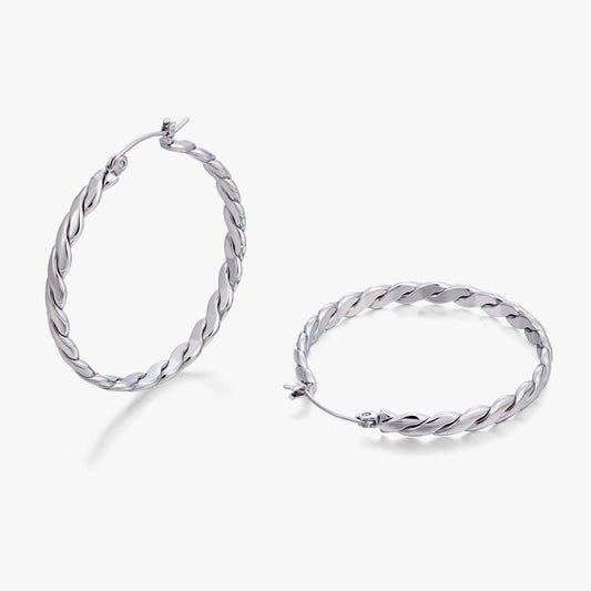 Twisted Hoop Earrings for Women, Geometric Rope Texture Round Statement Earrings, Everyday Office Party Jewelry