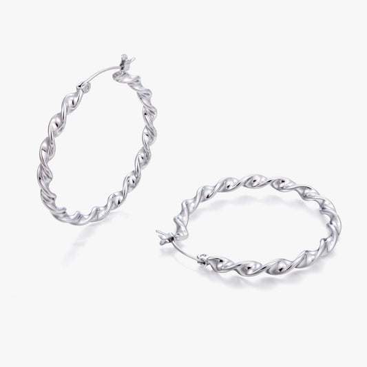 Twisted Hoop Earrings for Women, Geometric Round Statement Earrings, Textured Everyday Office Party Jewelry