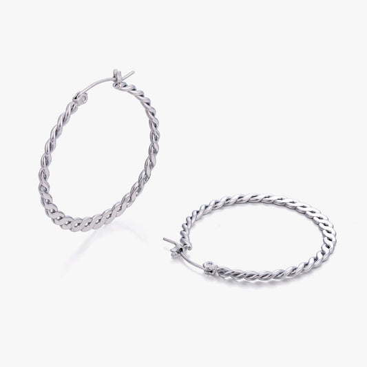 Twisted Hoop Earrings for Women, Geometric Round Statement Earrings, Textured Everyday Office Party Jewelry