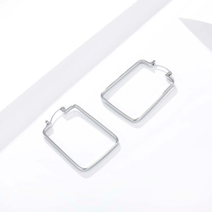 Geometric Square Hoop Earrings for Women, Stainless Steel Minimalist Rectangle Earrings, Modern Everyday Jewelry for Stylish Outfits