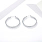 Stainless Steel Hoop Earrings for Women, Geometric Textured Silver Earrings, Minimalist Round Jewelry Accessories for Daily Wear