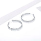 Stainless Steel Hoop Earrings for Women, Geometric Textured Silver Earrings, Minimalist Round Jewelry Accessories for Daily Wear