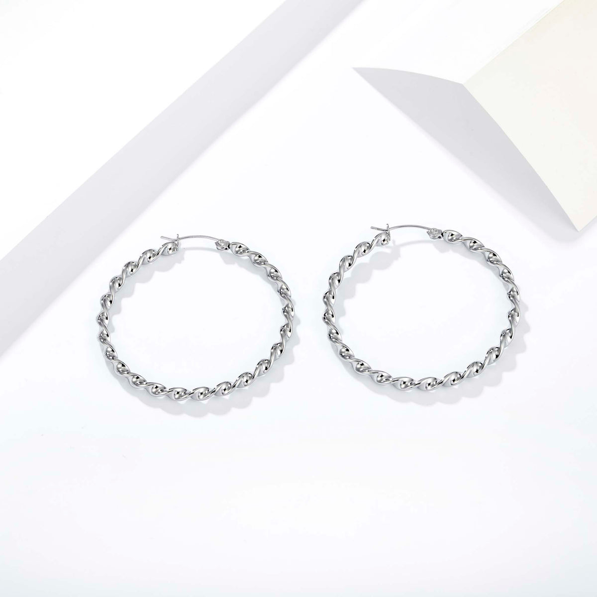 Stainless Steel Twisted Hoop Earrings for Women, Spiral Geometric Round Earrings with Modern Minimalist Design, Large Circle Fashion Jewelry
