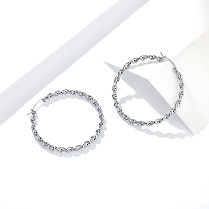 Stainless Steel Twisted Hoop Earrings for Women, Spiral Geometric Round Earrings with Modern Minimalist Design, Large Circle Fashion Jewelry