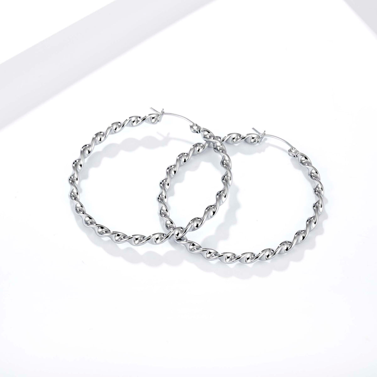 Stainless Steel Twisted Hoop Earrings for Women, Spiral Geometric Round Earrings with Modern Minimalist Design, Large Circle Fashion Jewelry
