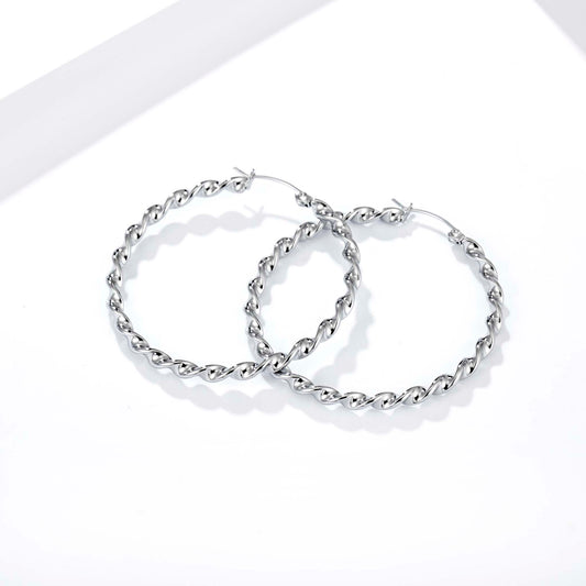 Stainless Steel Twisted Hoop Earrings for Women, Spiral Geometric Round Earrings with Modern Minimalist Design, Large Circle Fashion Jewelry
