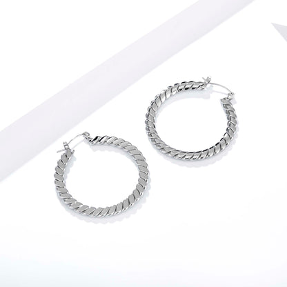 Twisted Hoop Earrings for Women, Geometric Round Earrings, Ribbed Spiral Jewelry Pair for Daily and Occasion Wear