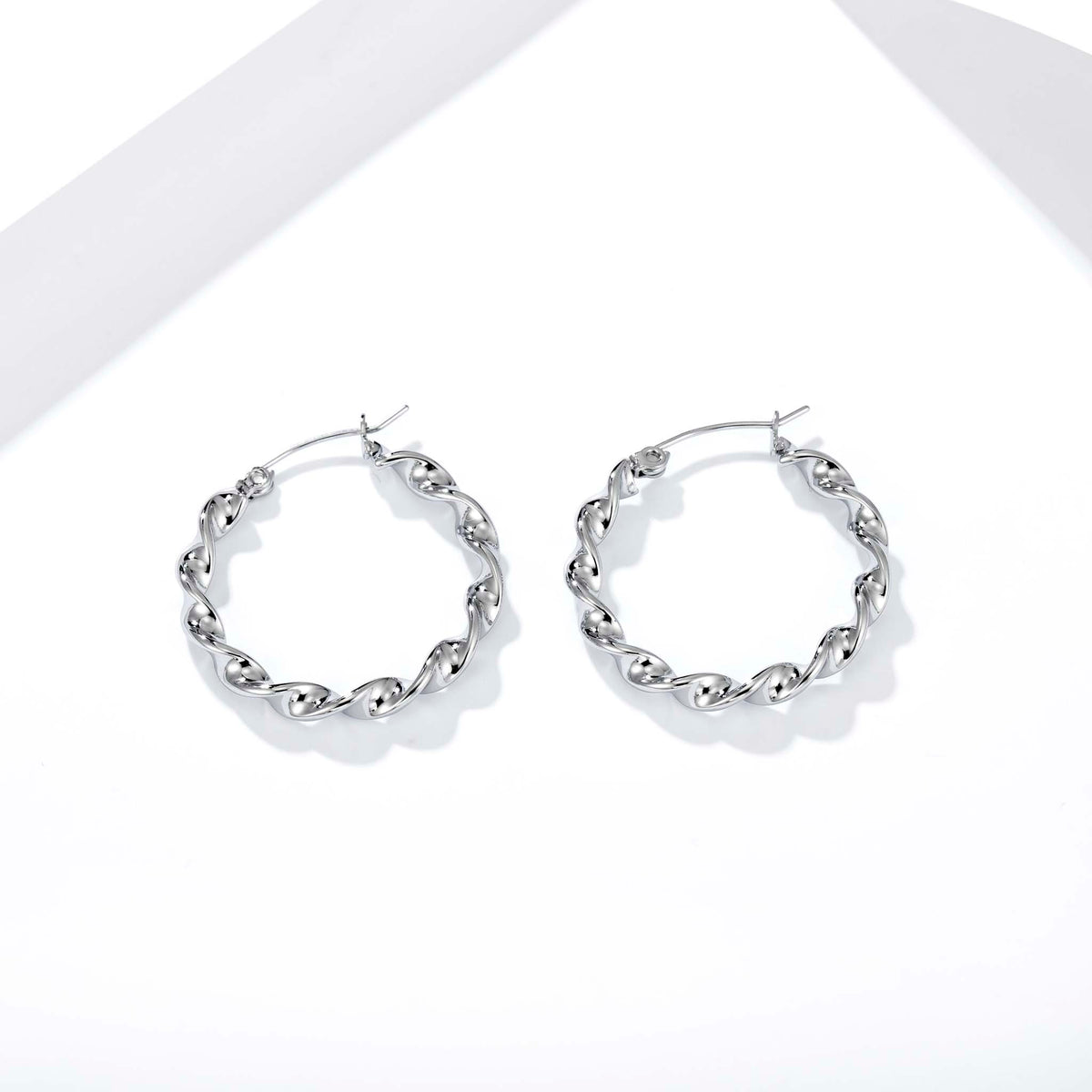 Twisted Hoop Earrings for Women, Geometric Round Earrings, Spiral Texture Jewelry Pair for Daily and Occasion Wear