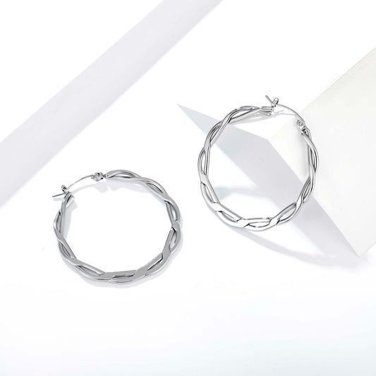 Hoop Earrings for Women, Oval Geometric Hoop Earrings, Interlaced Openwork Modern Jewelry Pair for Daily Styling