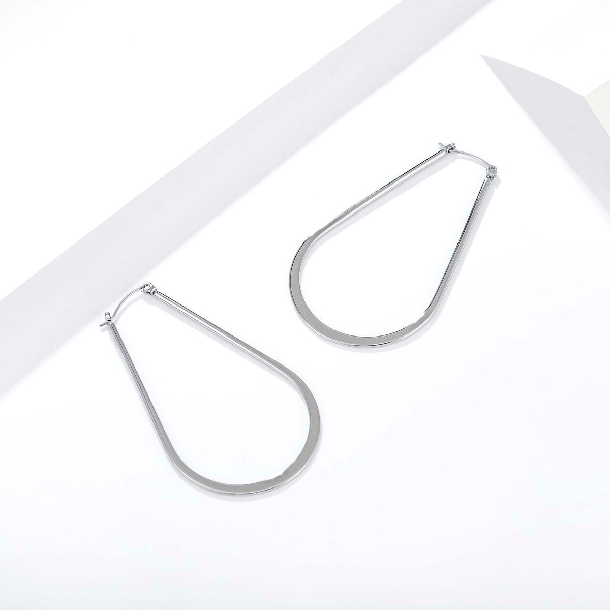 Hoop Earrings for Women, Teardrop Hoop Earrings, Long Geometric Statement Hoops, Minimalist Modern Jewelry Pair