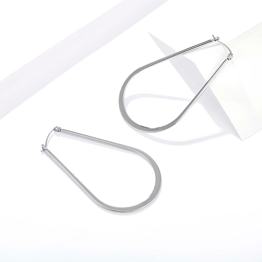 Hoop Earrings for Women, Teardrop Hoop Earrings, Long Geometric Statement Hoops, Minimalist Modern Jewelry Pair