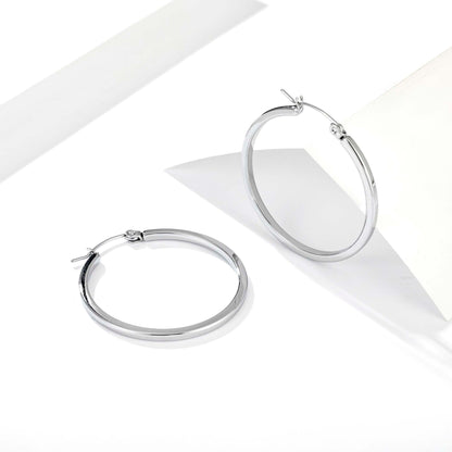 Hoop Earrings for Women, Round Geometric Hoop Earrings, Minimalist Classic Hoops, Modern Jewelry Pair