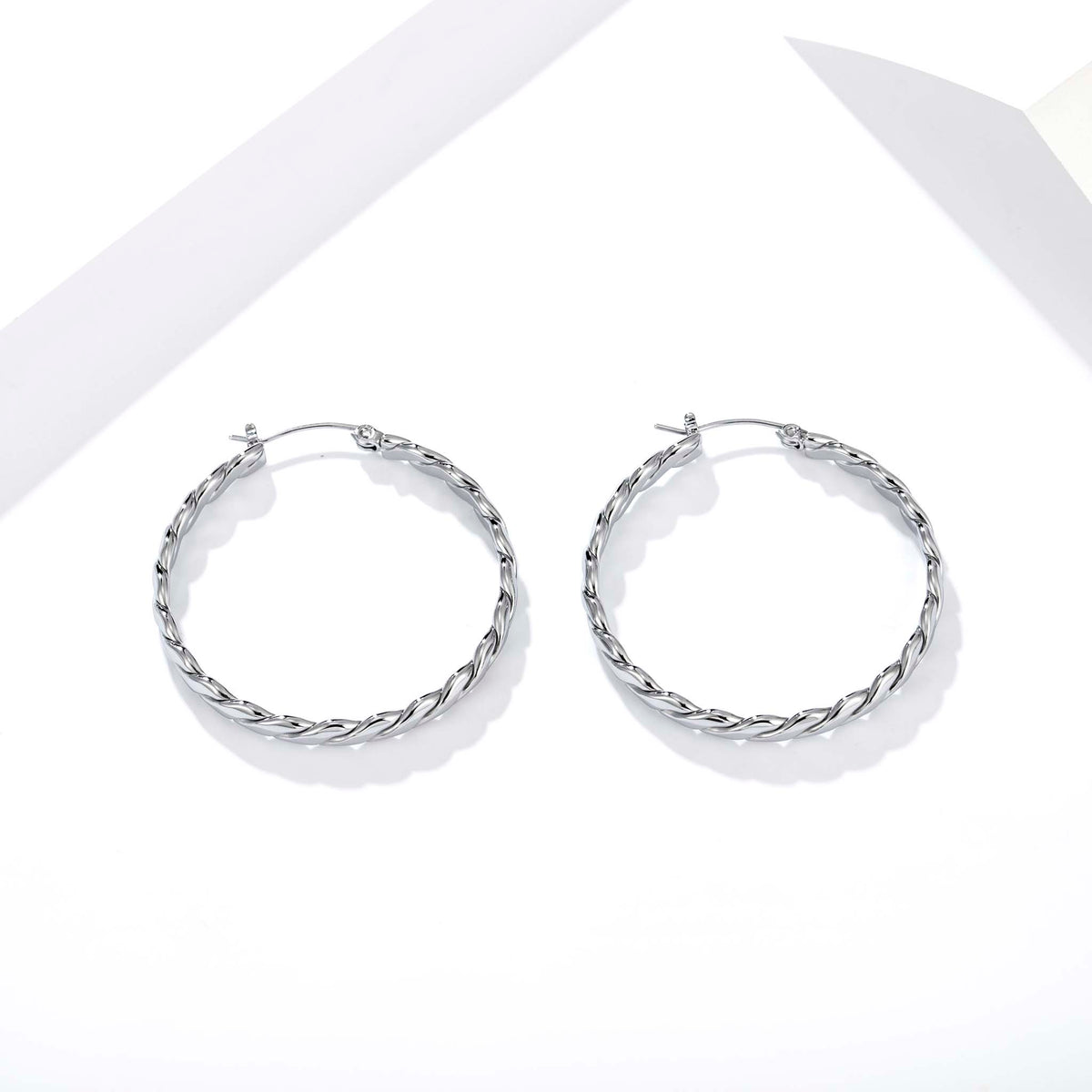 Twisted Hoop Earrings for Women, Geometric Rope Texture Round Statement Earrings, Everyday Office Party Jewelry