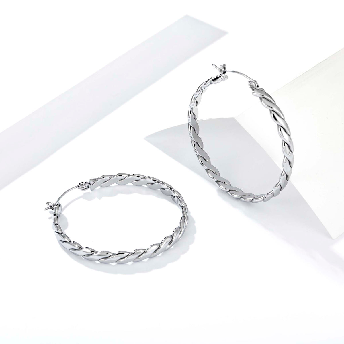 Twisted Hoop Earrings for Women, Geometric Rope Texture Round Statement Earrings, Everyday Office Party Jewelry