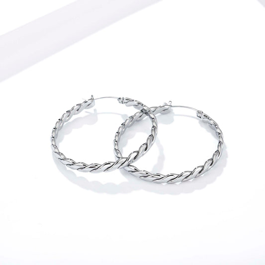 Twisted Hoop Earrings for Women, Geometric Rope Texture Round Statement Earrings, Everyday Office Party Jewelry