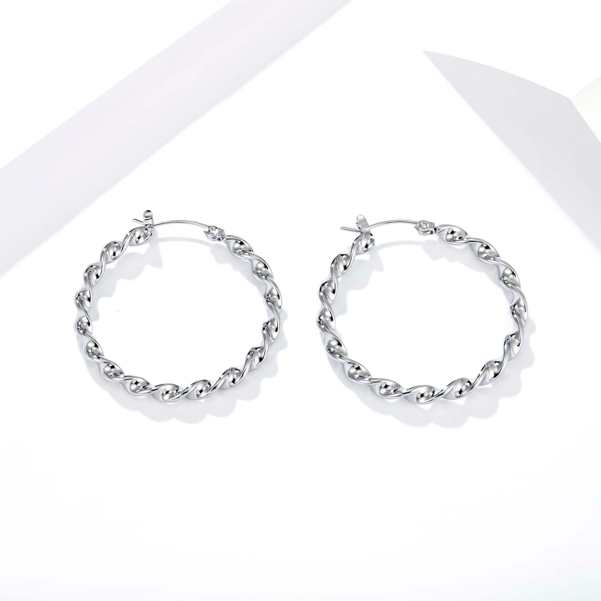 Twisted Hoop Earrings for Women, Geometric Round Statement Earrings, Textured Everyday Office Party Jewelry