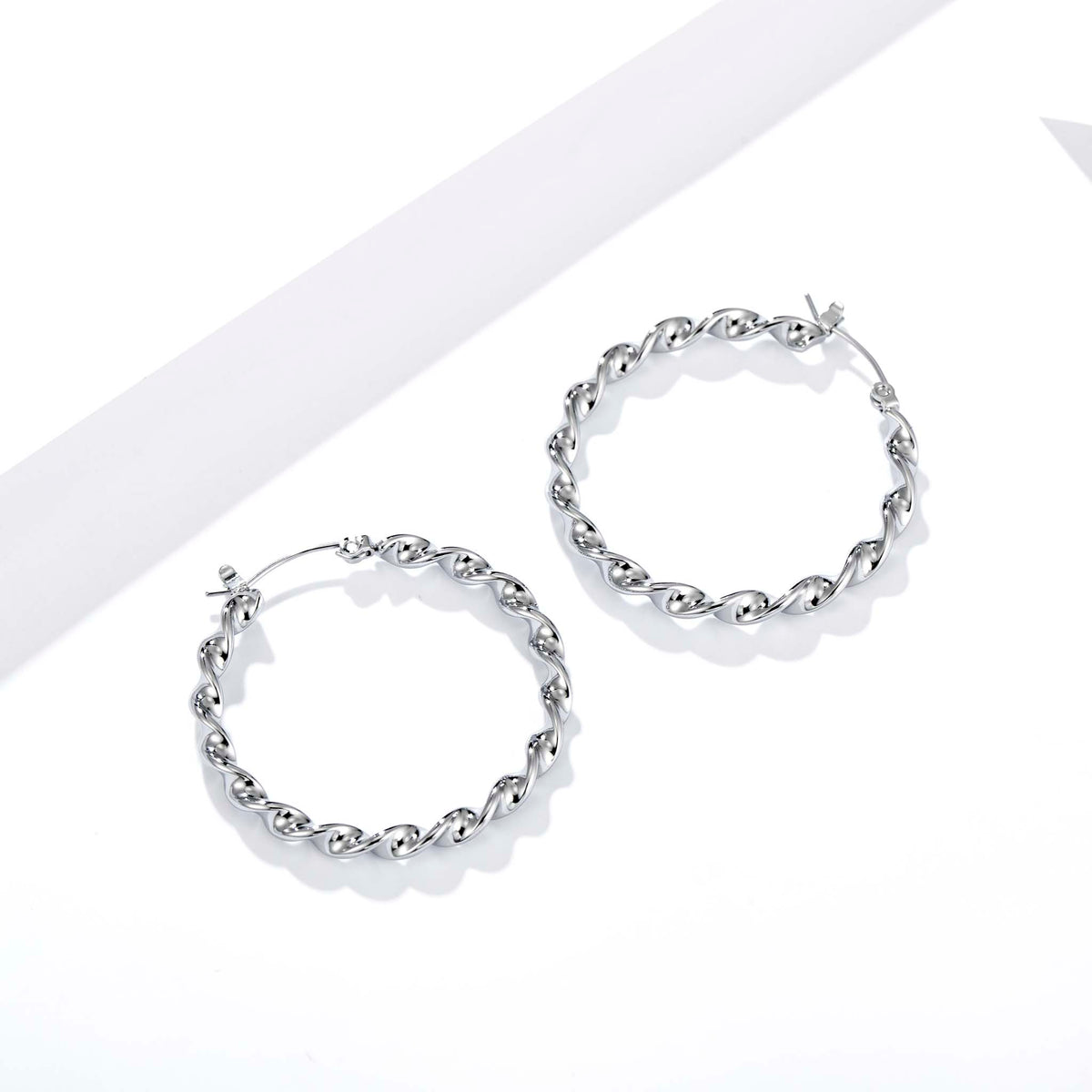 Twisted Hoop Earrings for Women, Geometric Round Statement Earrings, Textured Everyday Office Party Jewelry